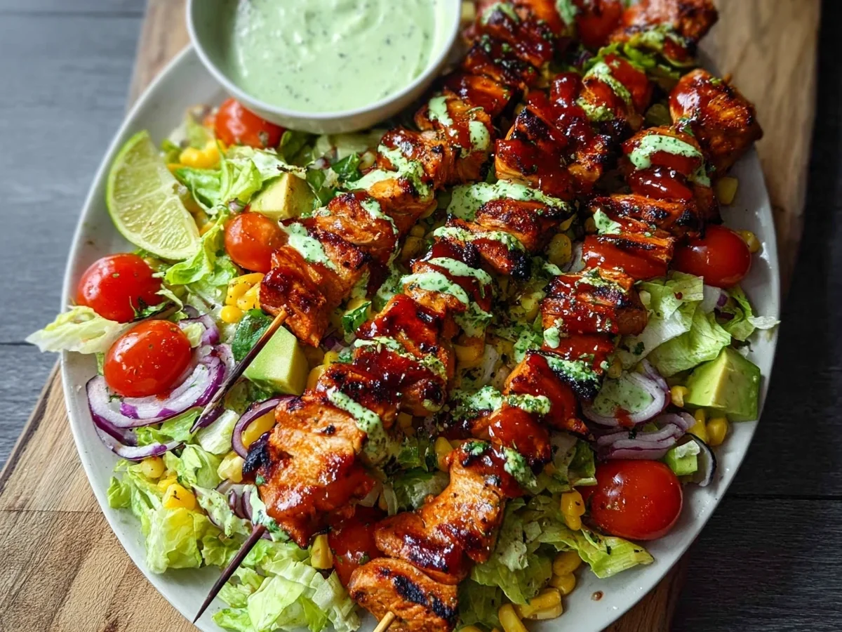 BBQ Chicken Skewer Salad with Creamy Avocado Dressing - Image 2