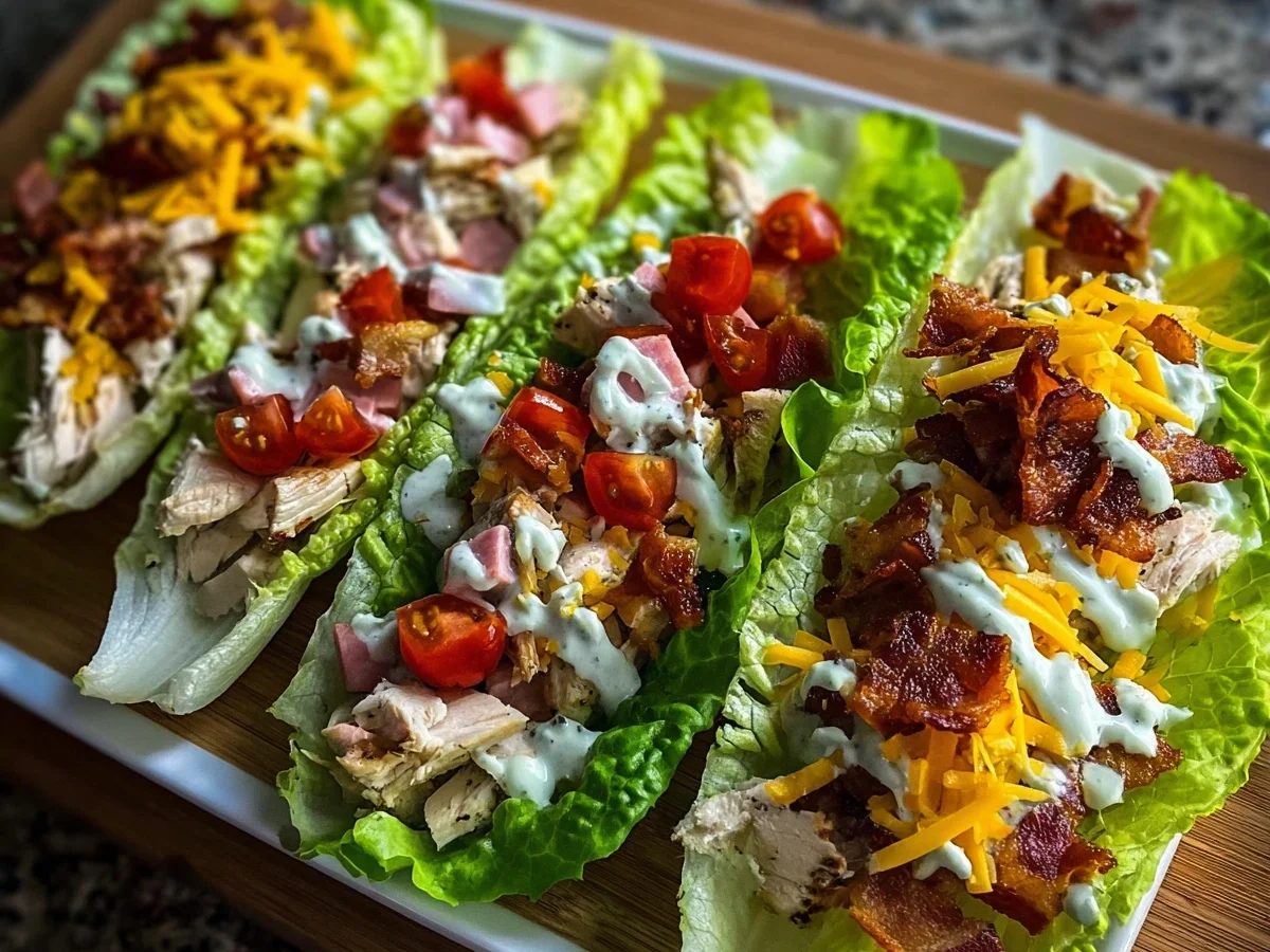 Chicken Turkey Ham Ranch Lettuce Boats: Quick Low-Carb Lunch - Image 1
