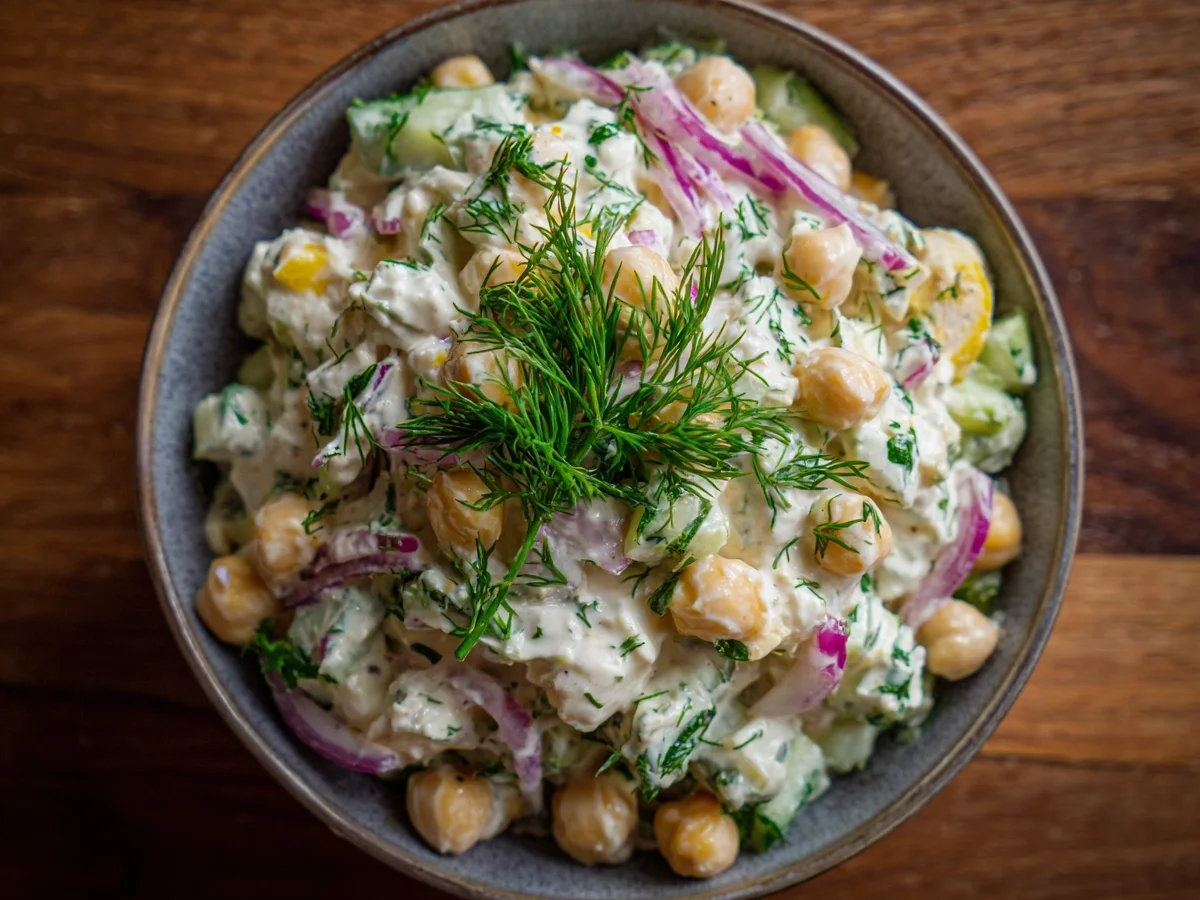 Creamy Cottage Cheese Chickpea Salad | High-Protein Lunch - Image 1