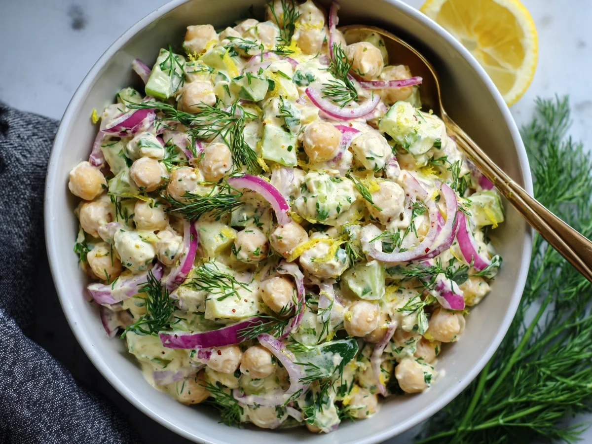 Creamy Cottage Cheese Chickpea Salad | High-Protein Lunch - Image 2