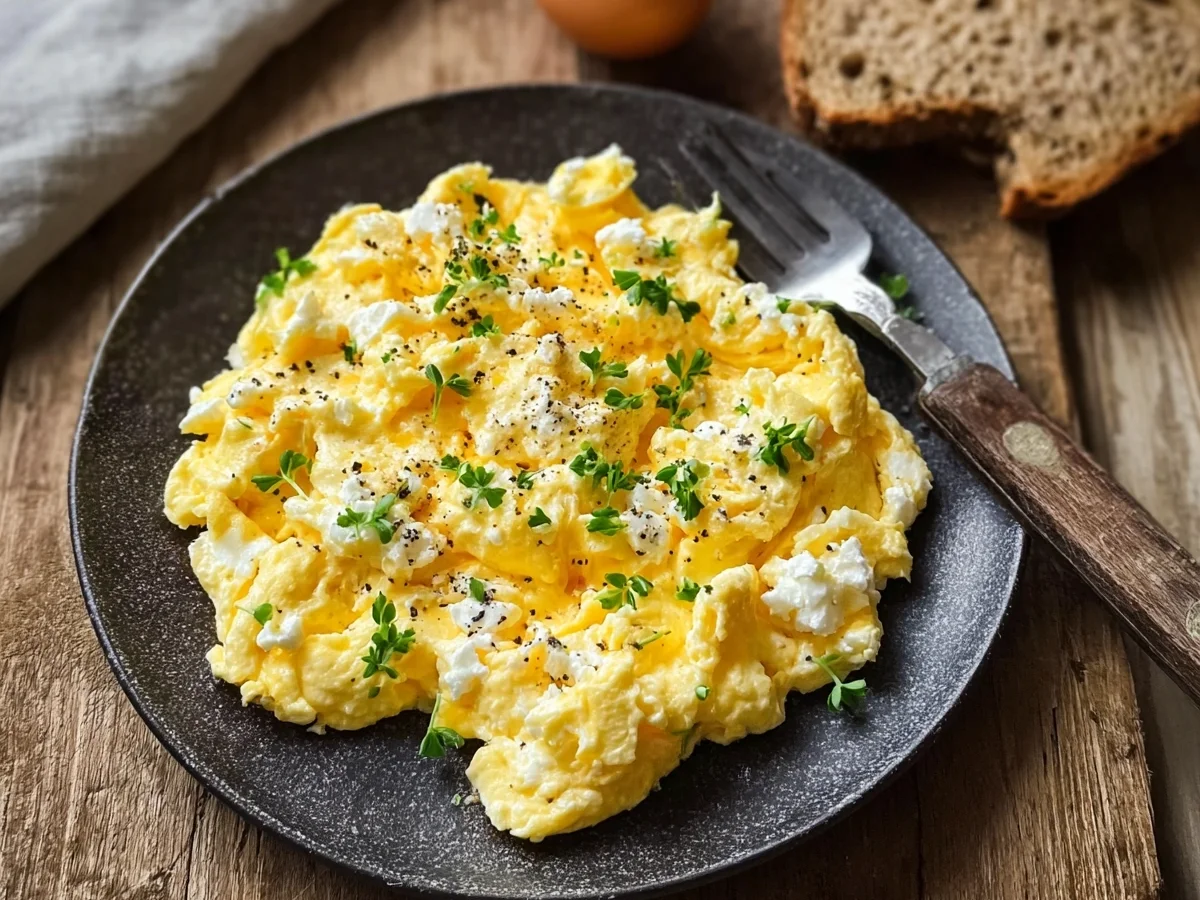 Creamy Scrambled Eggs with Cottage Cheese | Protein Breakfast - Image 1