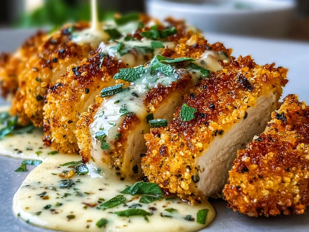 Crispy Parmesan Chicken with Creamy Garlic Sauce - Image 2