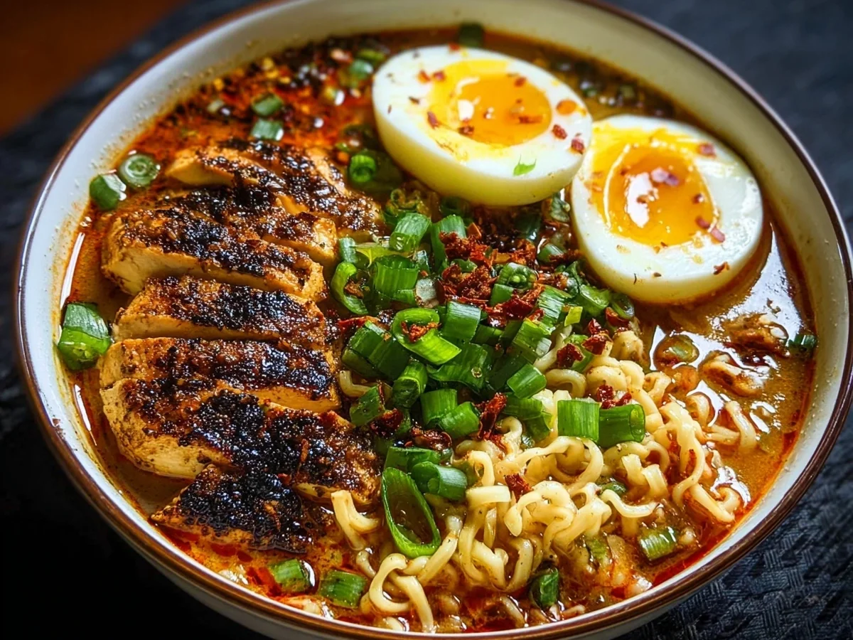 Fiery Chicken Ramen: Spicy Garlic, High Protein Noodles - Image 1
