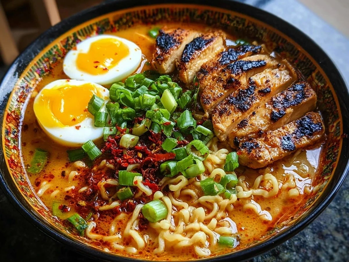 Fiery Chicken Ramen: Spicy Garlic, High Protein Noodles - Image 2