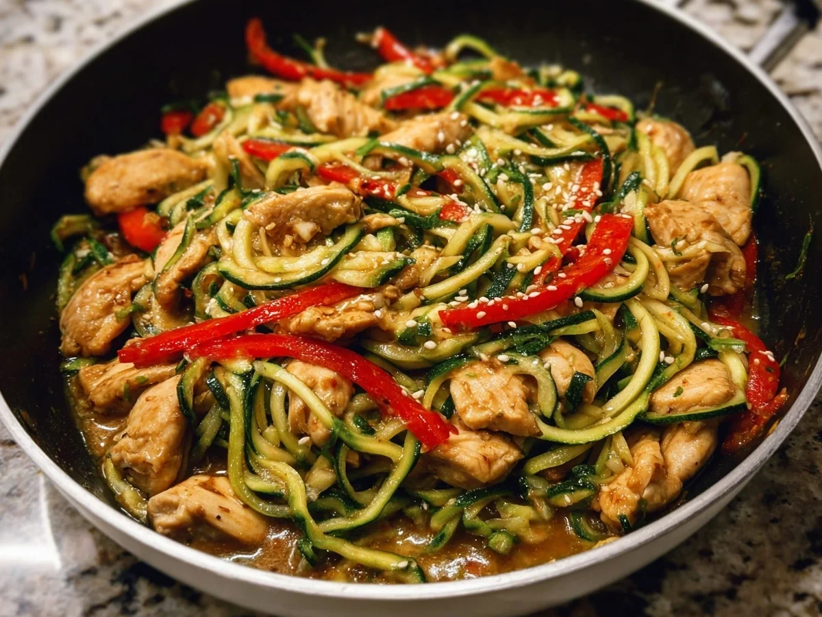 Garlic Chicken Zucchini Noodles Stir Fry Recipe - Image 1