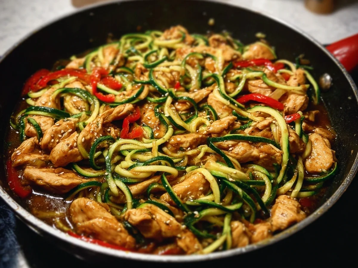 Garlic Chicken Zucchini Noodles Stir Fry Recipe - Image 2