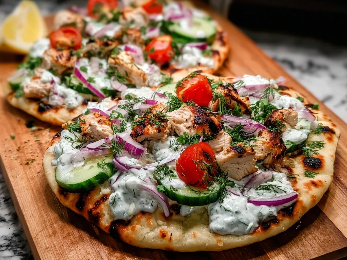 Greek Chicken Flatbread: High-Protein Quick Dinner - Image 1
