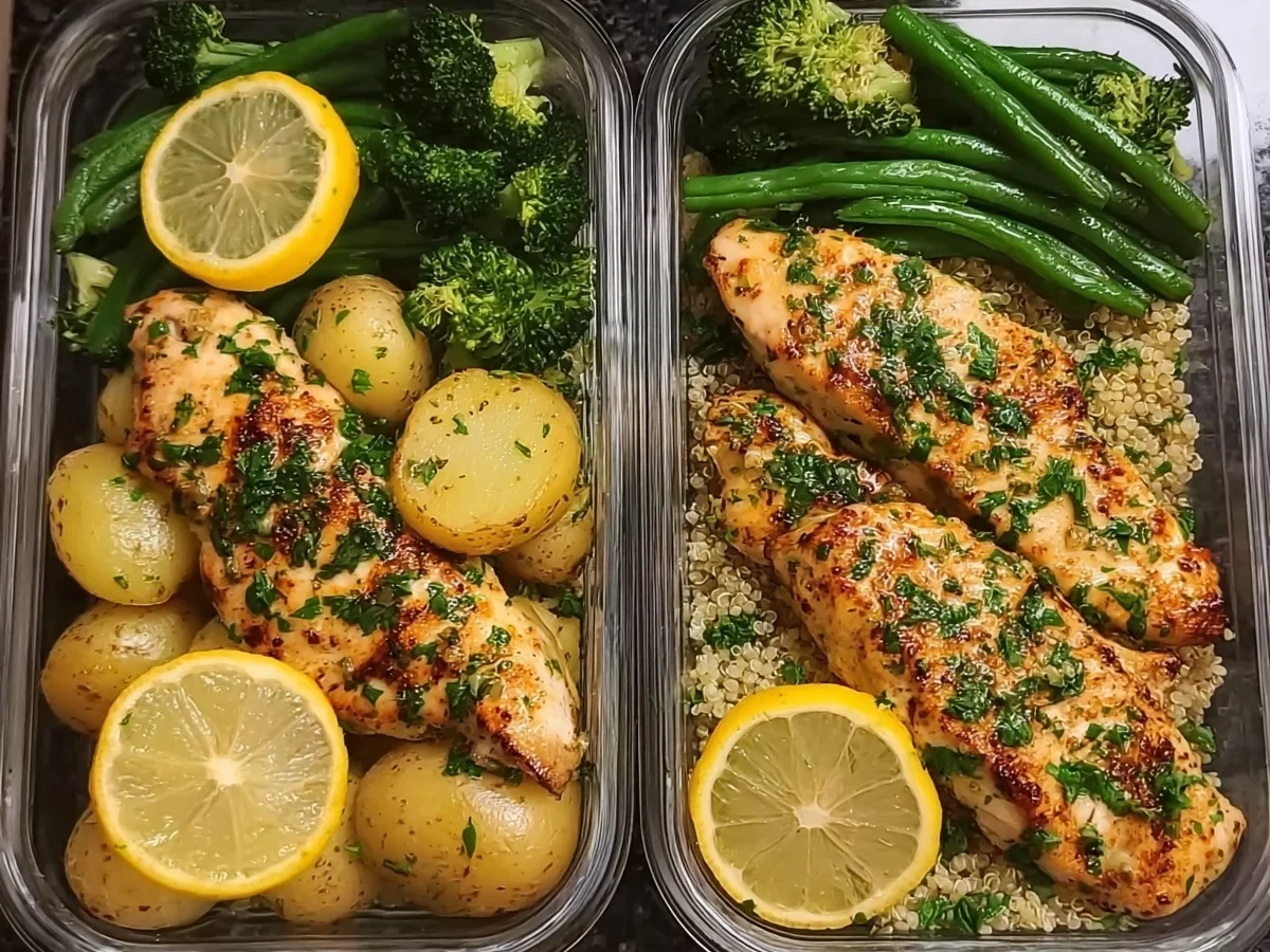 Healthy Lemon Garlic Chicken Meal Prep Bowls - Image 1