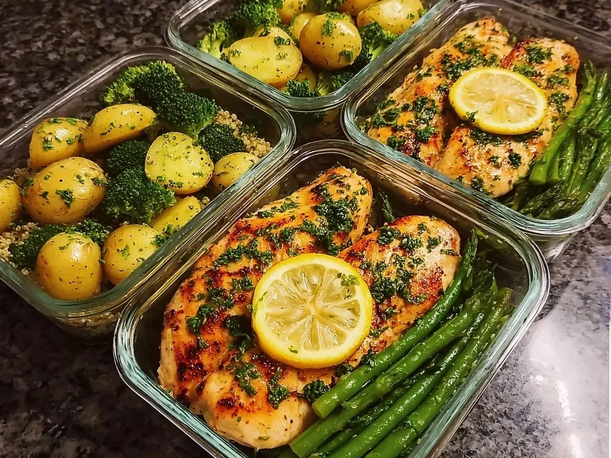 Healthy Lemon Garlic Chicken Meal Prep Bowls - Image 2
