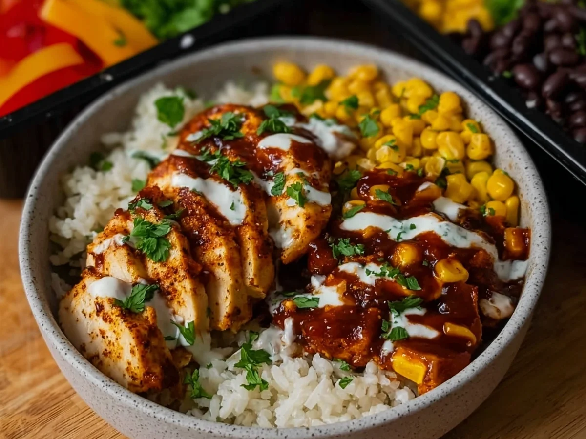 High Protein BBQ Ranch Chicken Bowl | Meal Prep - Image 1