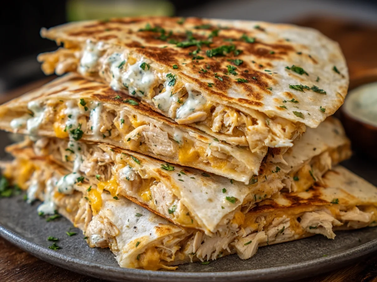 High-Protein Chicken Ranch Quesadilla: Crispy & Low-Carb - Image 1