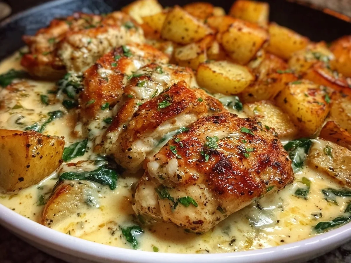 High Protein Creamy Garlic Cheesy Chicken & Potatoes - Image 1