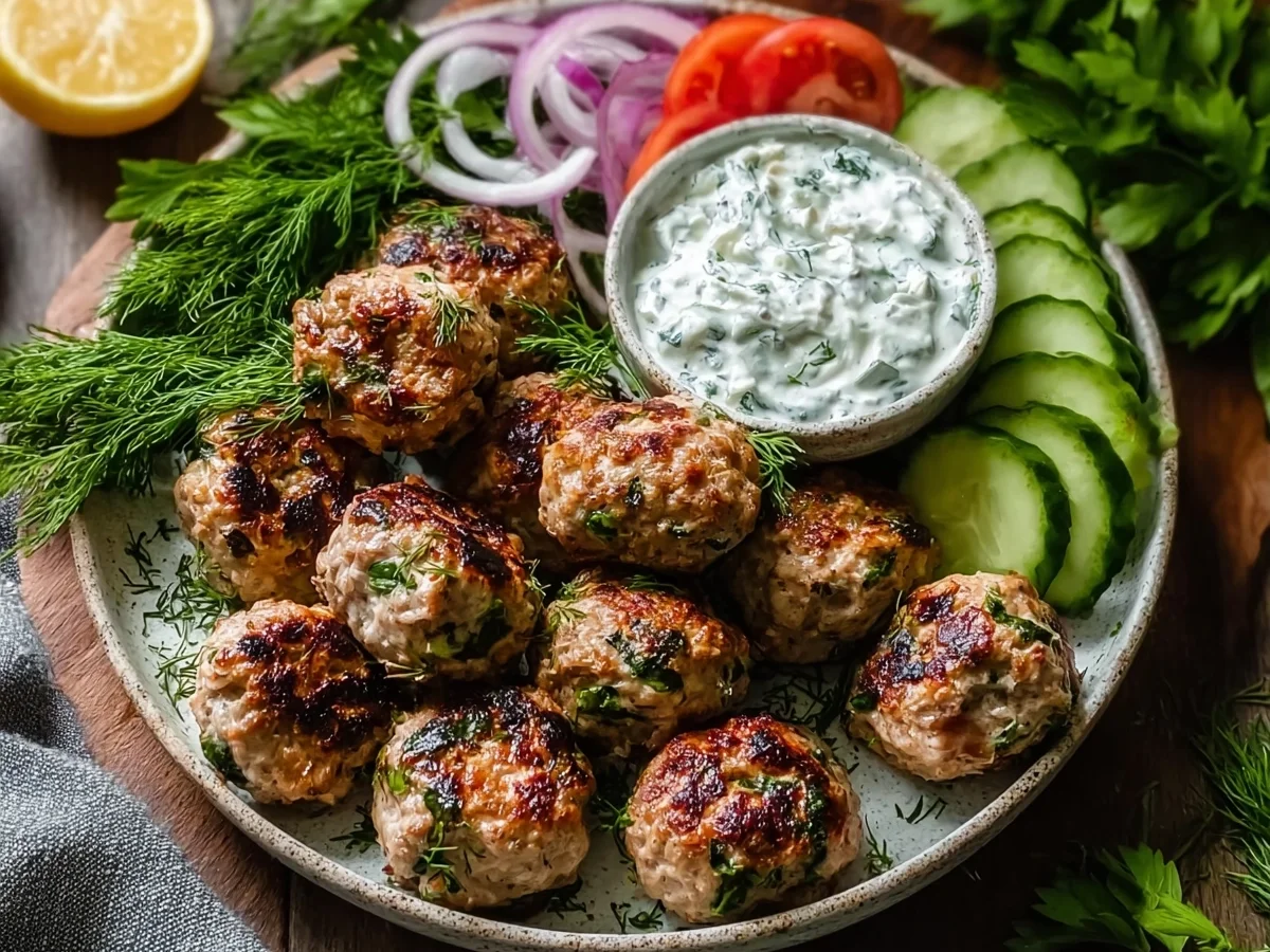 High-Protein Greek Turkey Meatballs with Tzatziki - Image 1