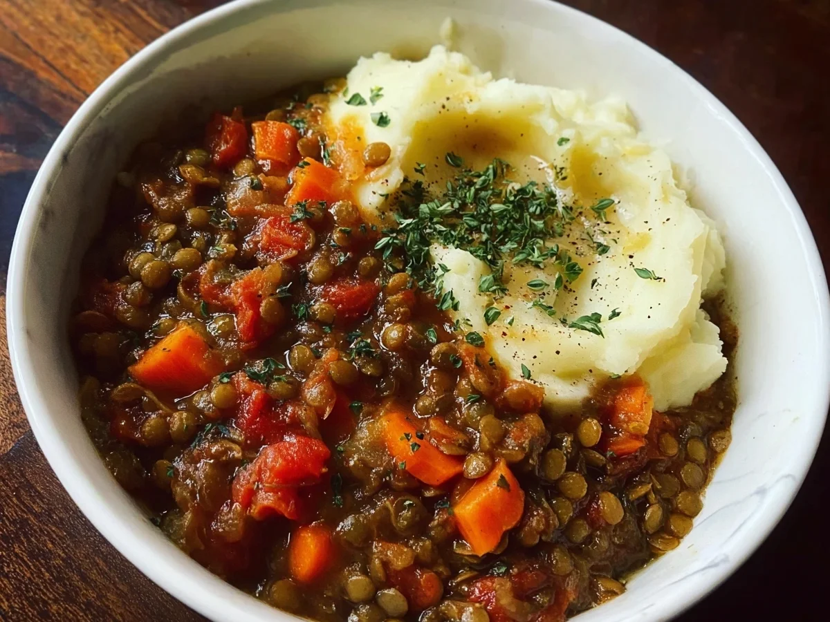 High Protein Lentil Stew with Creamy Mashed Potatoes - Image 2