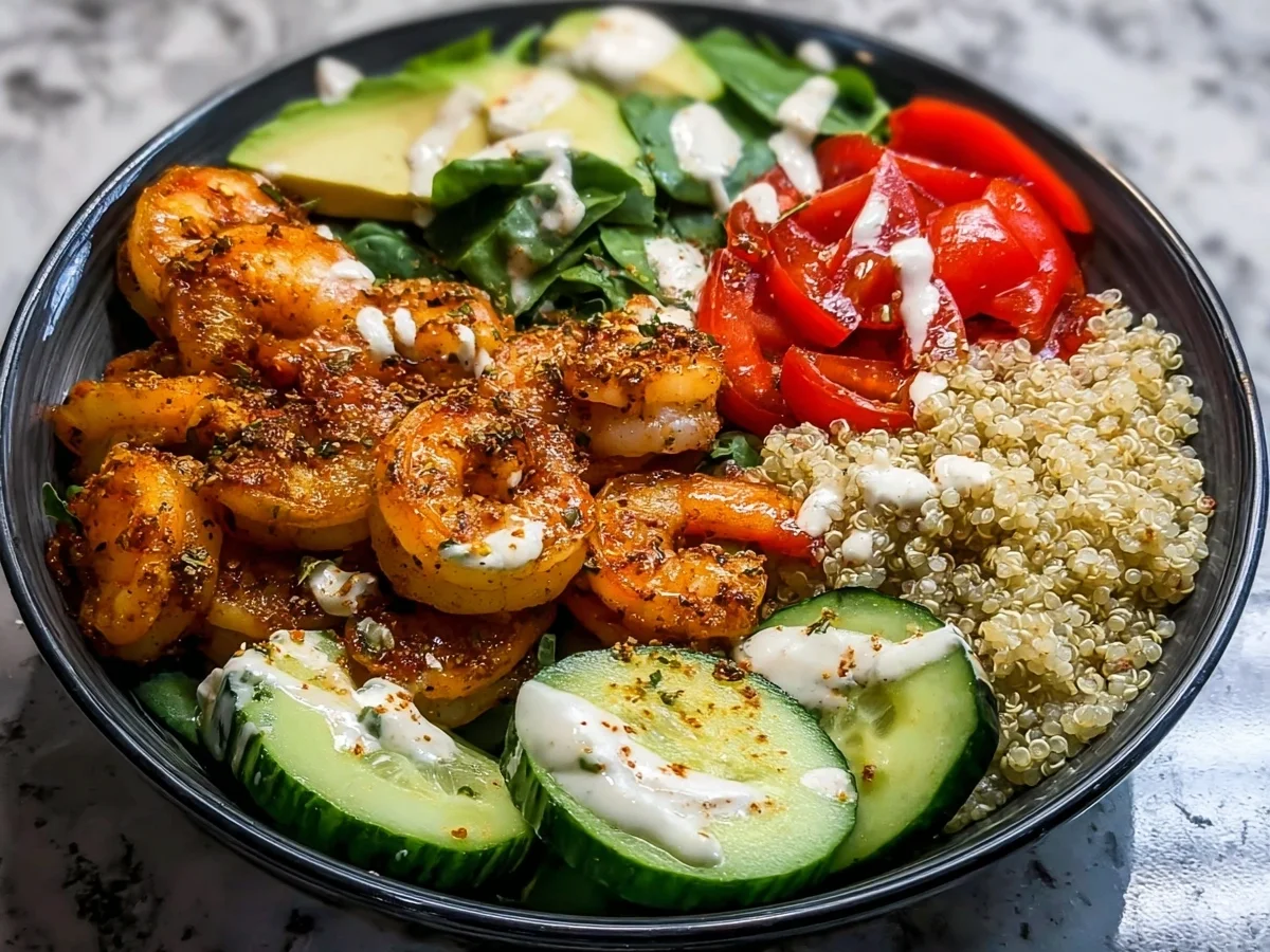 High Protein Shrimp Quinoa Bowl for Meal Prep - Image 1