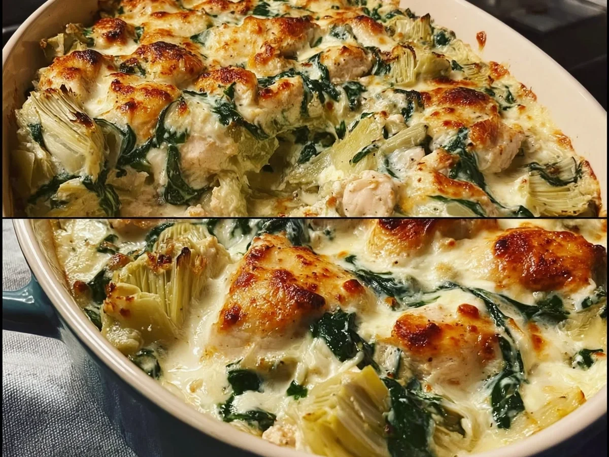 High Protein Spinach Artichoke Chicken Casserole - Image 2