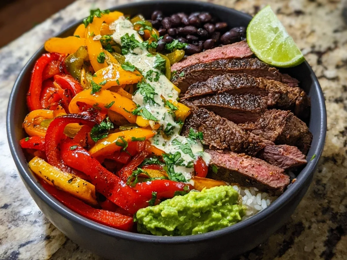 High Protein Steak Fajita Bowl: Quick & Easy Dinner - Image 1