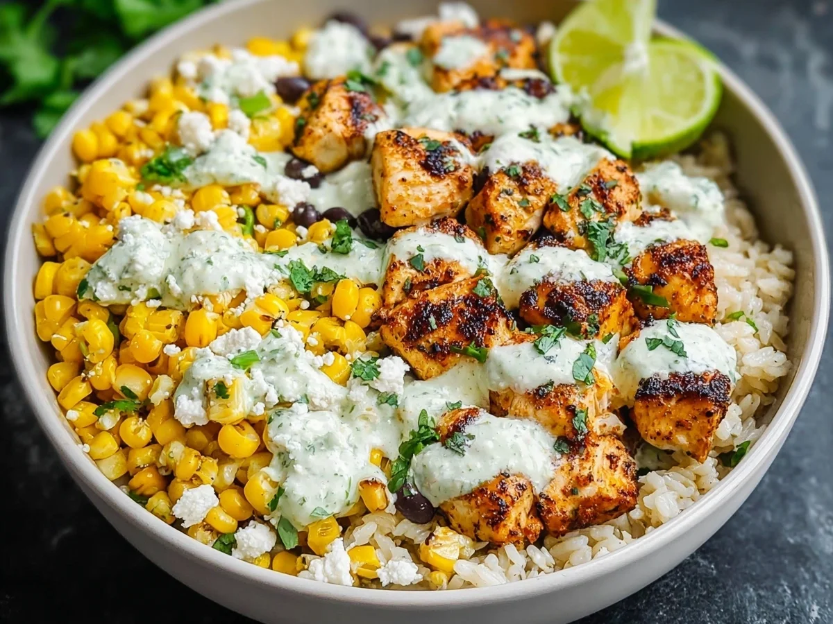 High-Protein Street Corn Chicken Bowl Meal Prep - Image 1
