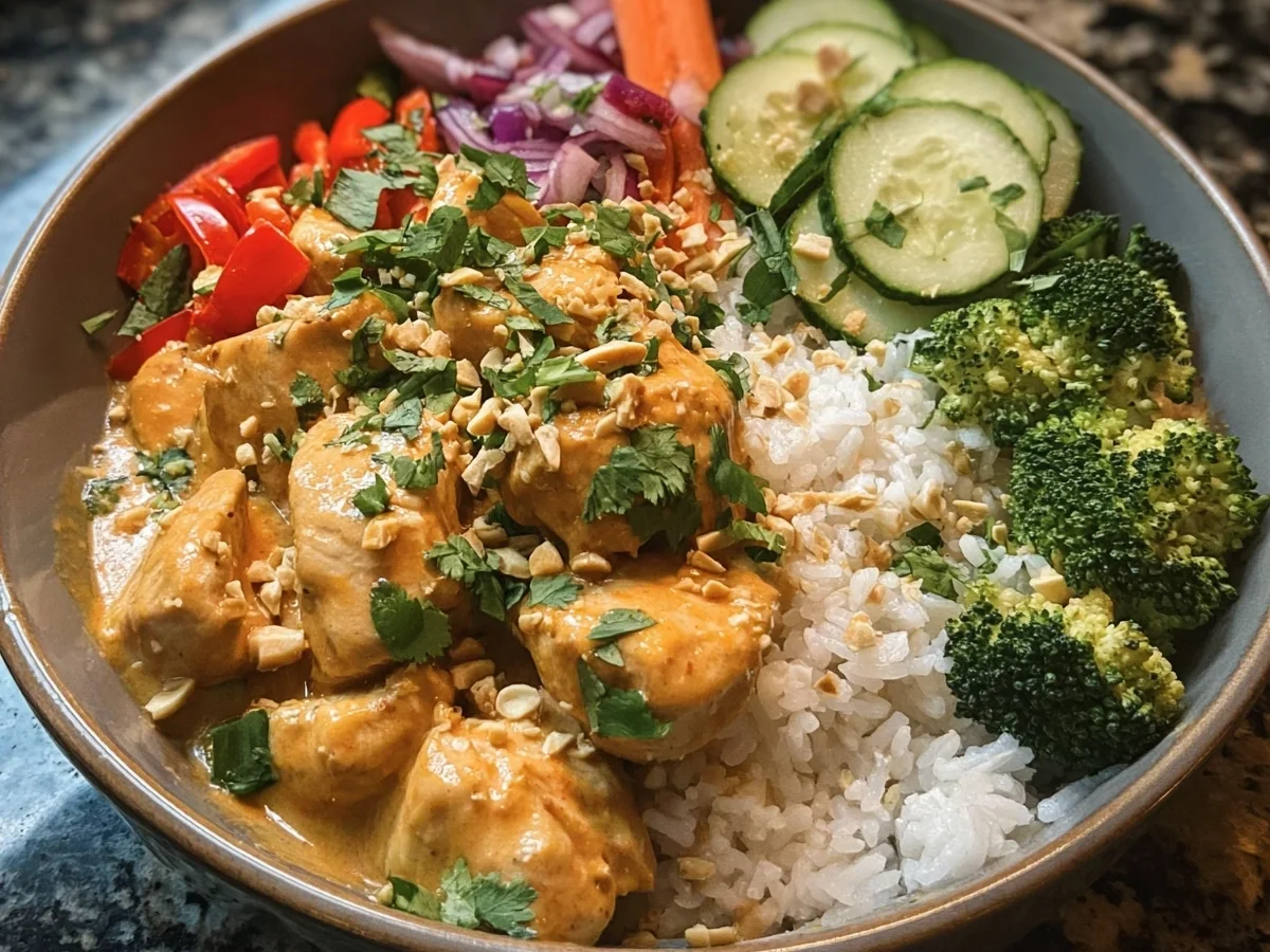 High Protein Thai Peanut Chicken Meal Prep Bowl - Image 1