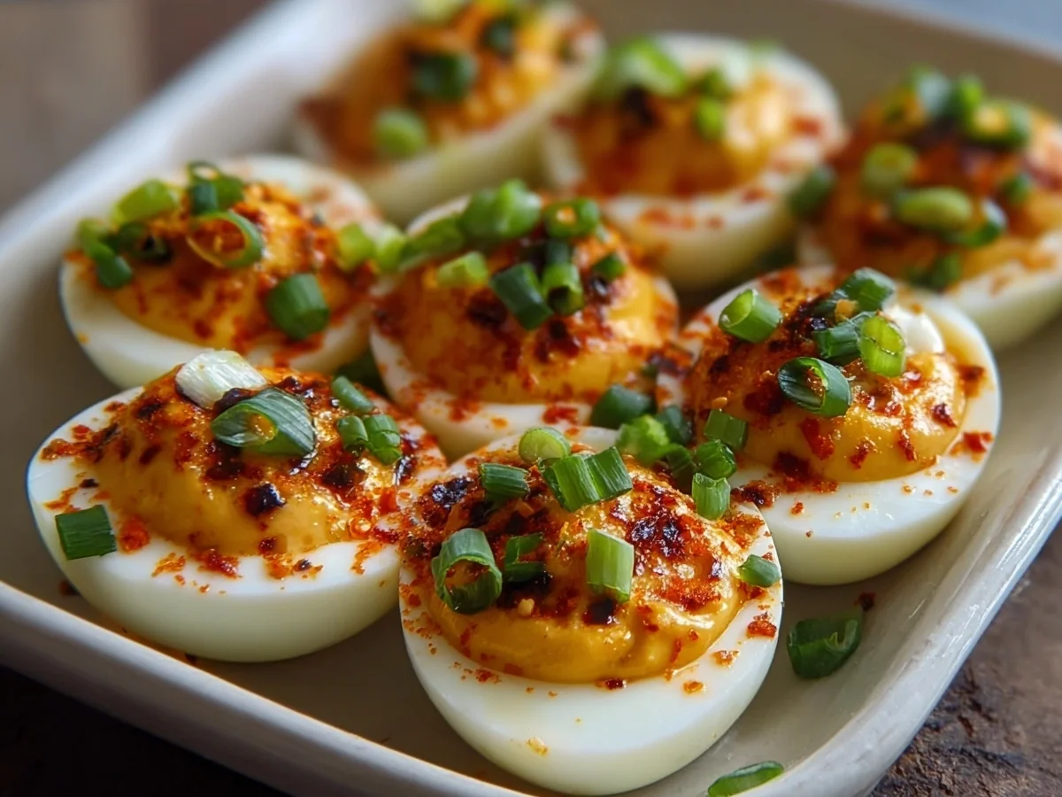 Spicy Chili Garlic Deviled Eggs Recipe - Image 1