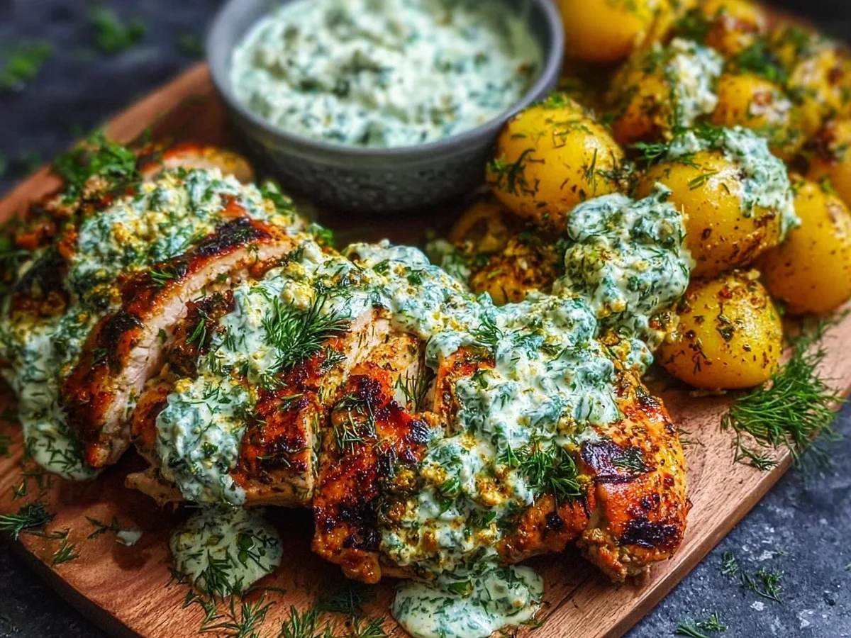 Spicy Yogurt Chicken with Dill Feta Cream Recipe - Image 2
