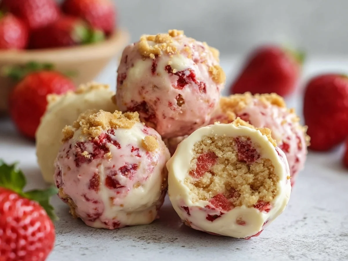 Strawberry Cheesecake Protein Balls: No-Bake, 8g Protein - Image 1