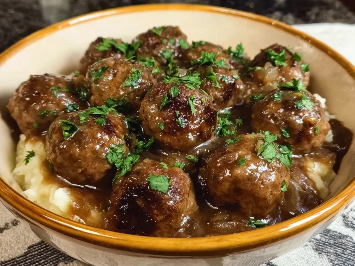 Tender Slow Cooker Salisbury Steak Meatballs - Image 1