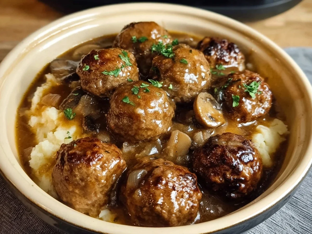 Tender Slow Cooker Salisbury Steak Meatballs - Image 2