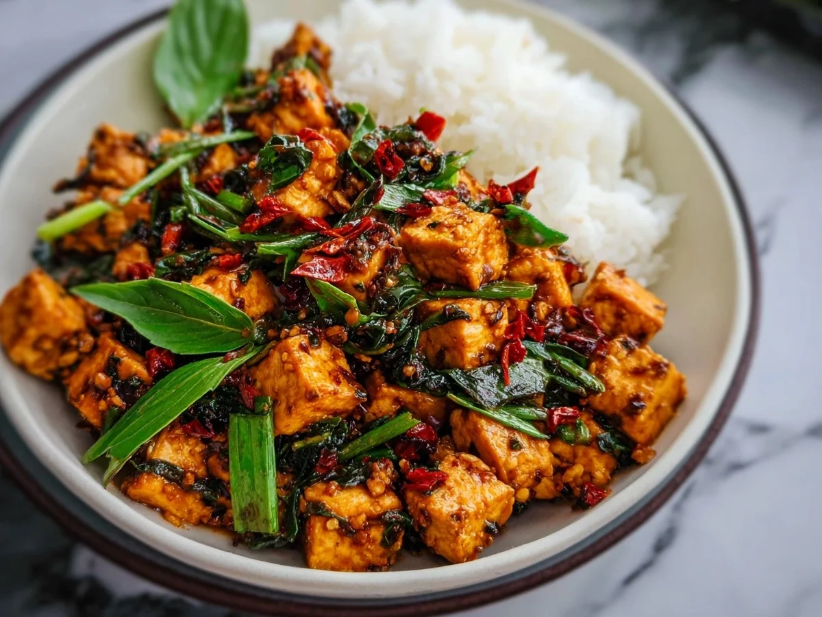 Thai Basil Tofu Stir-Fry (Pad Krapow) - Easy Dinner - Image 1