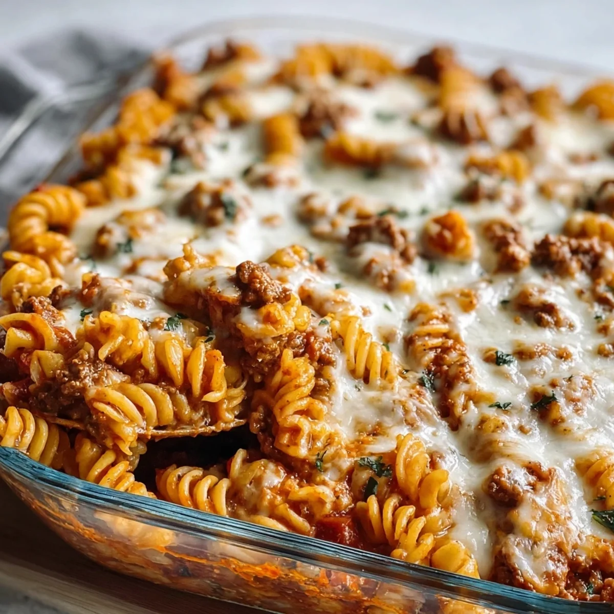 Cottage Cheese Ground Beef Protein Pasta Bake