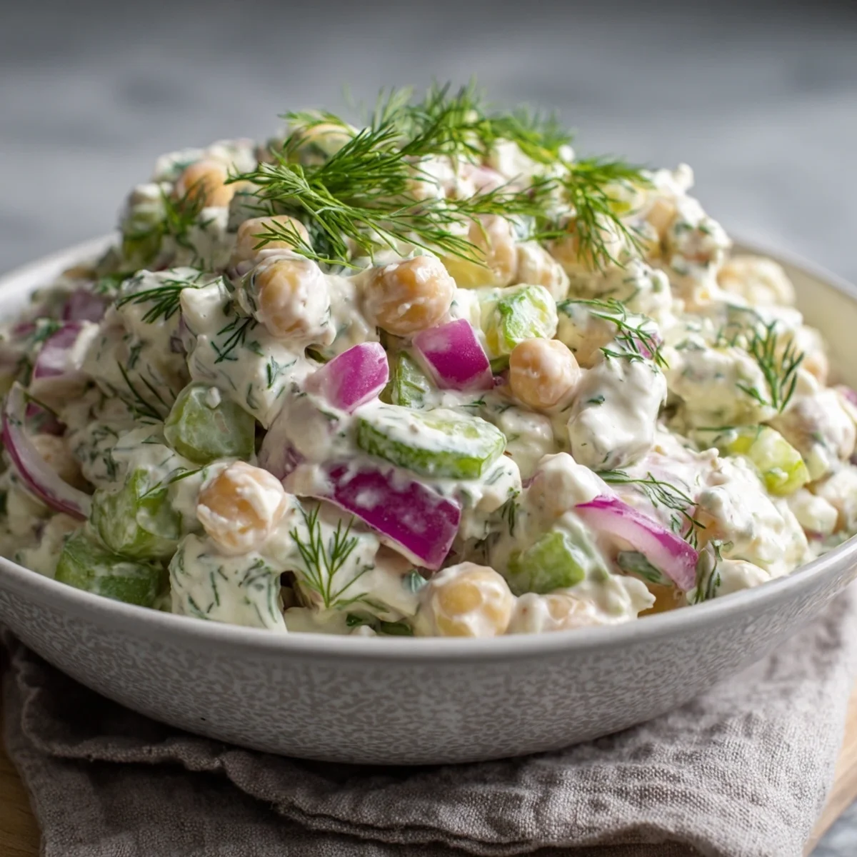Creamy Cottage Cheese Chickpea Salad | High-Protein Lunch