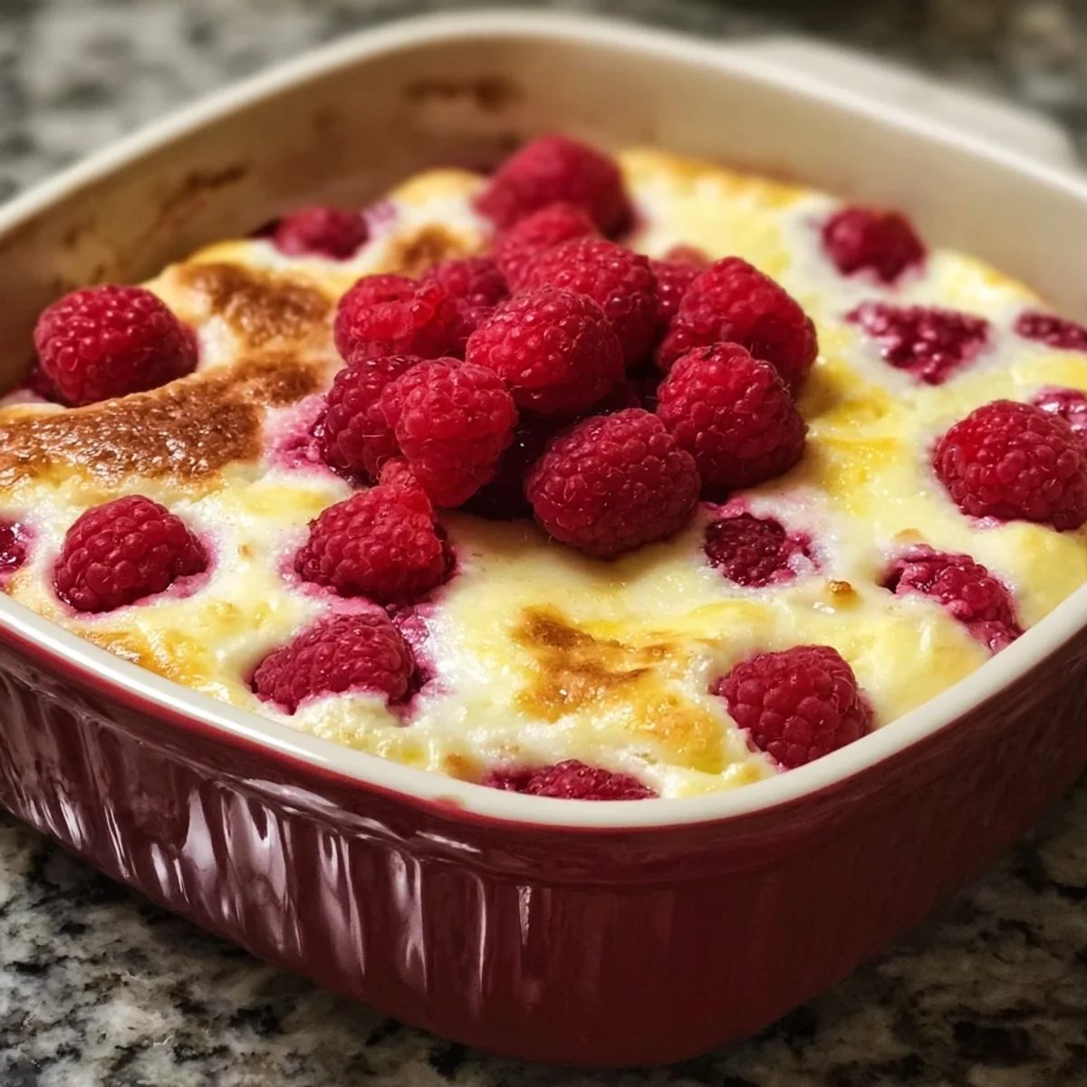 Creamy Lemon Raspberry Cottage Cheese Bake