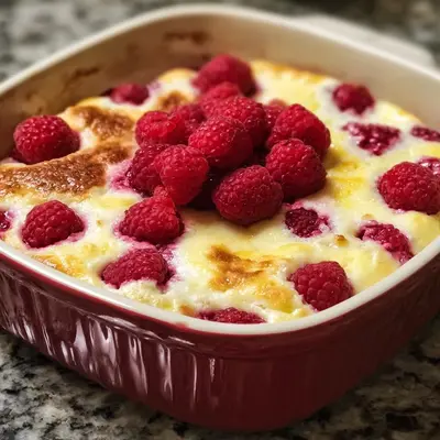 Creamy Lemon Raspberry Cottage Cheese Bake