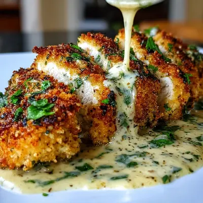 Crispy Parmesan Chicken with Creamy Garlic Sauce