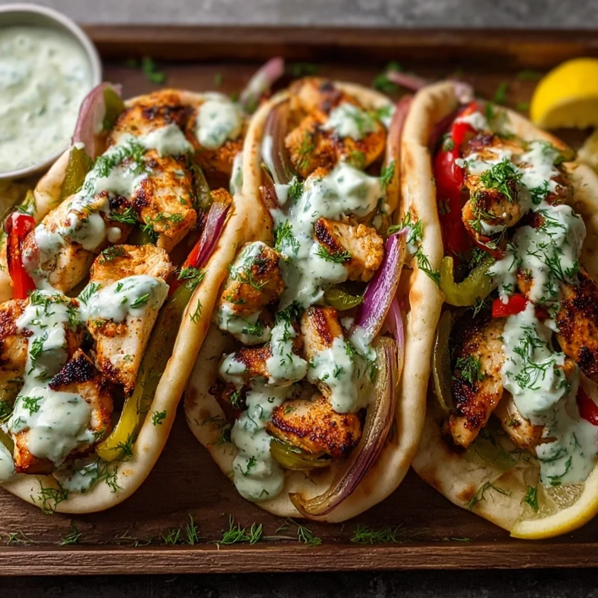 Easy Sheet Pan Chicken Pitas with Herby Ranch
