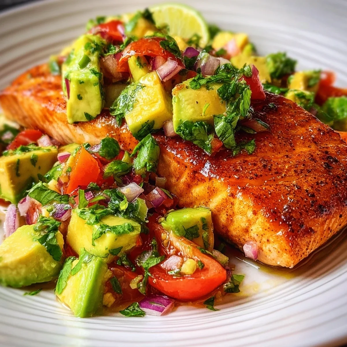 Grilled Salmon with Avocado Salsa - Healthy & Low-Carb