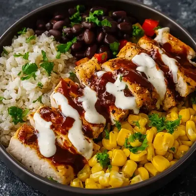 High Protein BBQ Ranch Chicken Bowl | Meal Prep