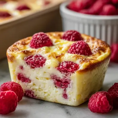High Protein Lemon Raspberry Cottage Cheese Bake