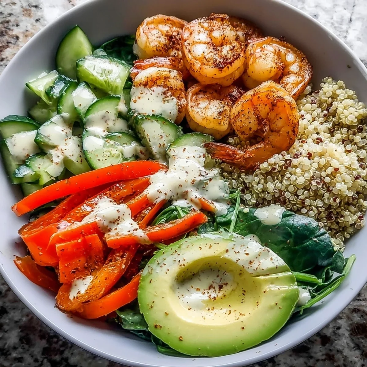 High Protein Shrimp Quinoa Bowl for Meal Prep