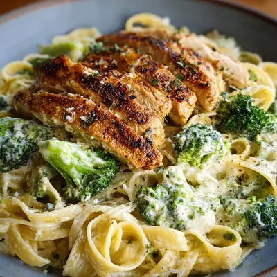 High Protein Skinny Chicken Broccoli Alfredo