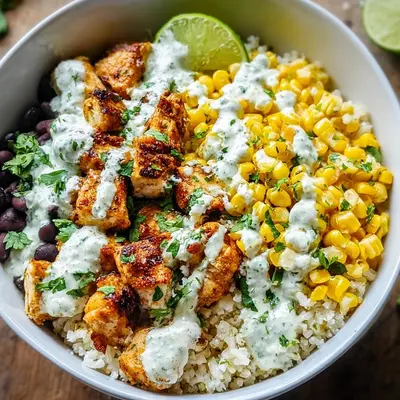 High-Protein Street Corn Chicken Bowl Meal Prep