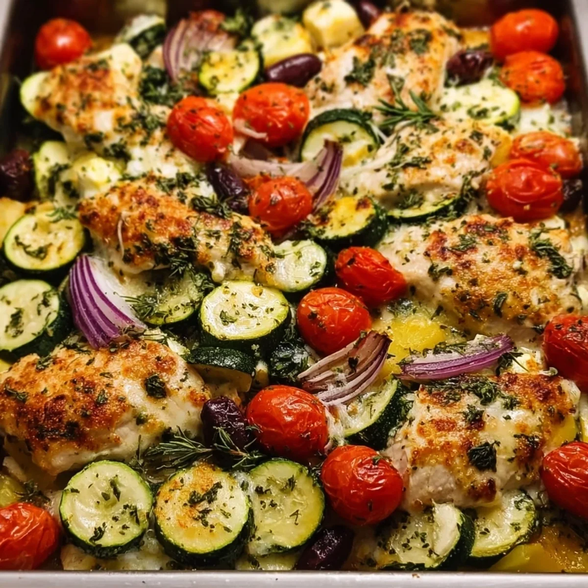 Mediterranean Chicken Zucchini Bake | One-Pan Healthy Meal