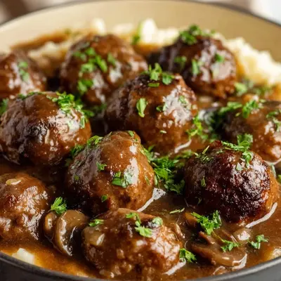 Tender Slow Cooker Salisbury Steak Meatballs