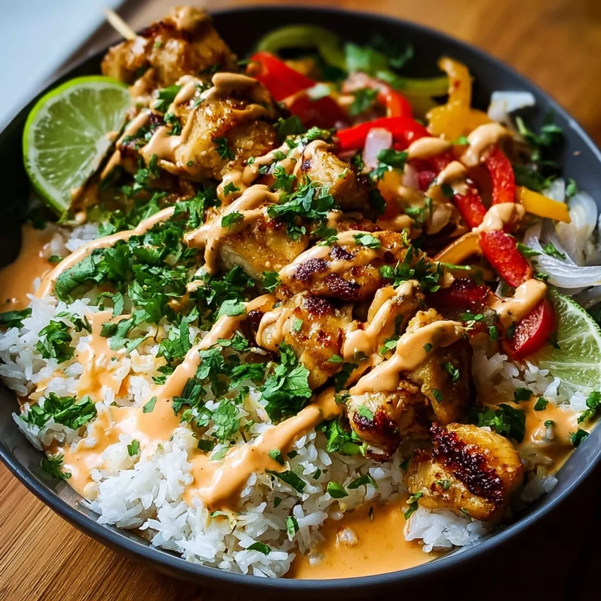Thai Sweet Chili Chicken Bowl with Coconut Lime Drizzle