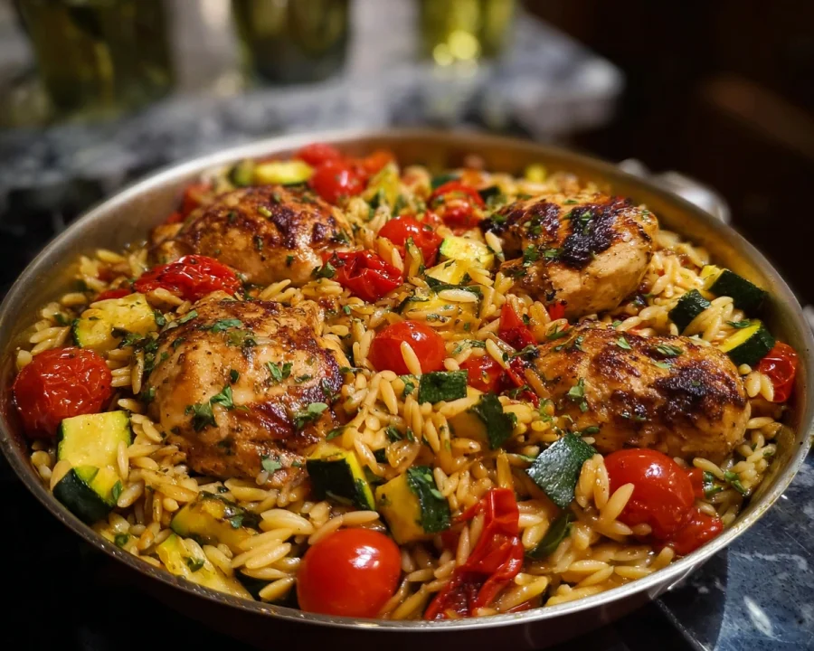 Balsamic Chicken Veggie Orzo: Easy One-Pan, High Protein