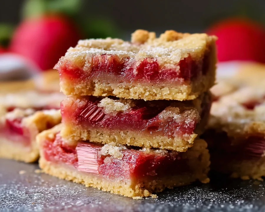 Buttery Rhubarb Shortbread Bars Recipe