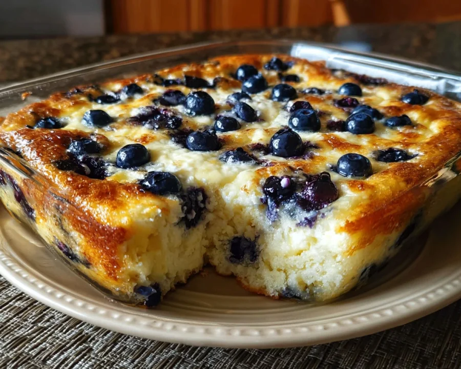 Creamy Blueberry Cottage Cheese Breakfast Bake