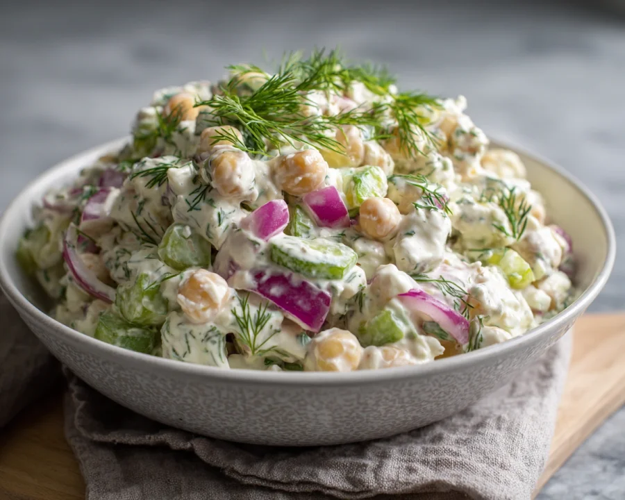 Creamy Cottage Cheese Chickpea Salad | High-Protein Lunch