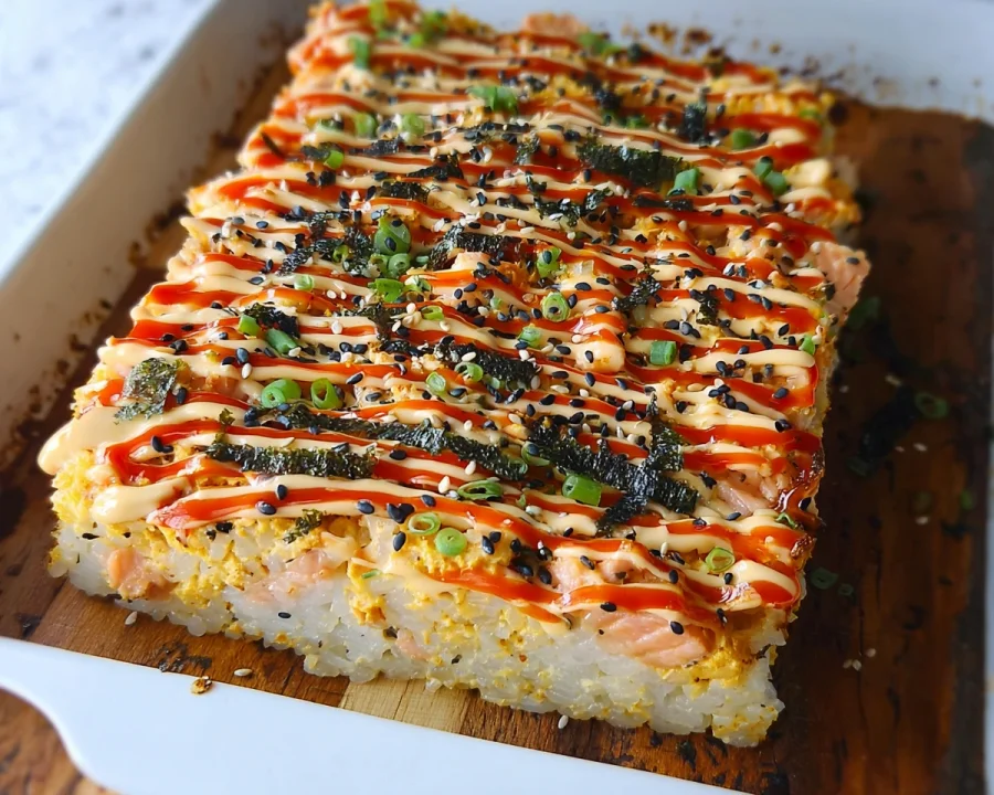 Creamy Salmon Sushi Bake: Easy Family Dinner