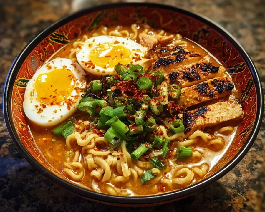 Fiery Chicken Ramen: Spicy Garlic, High Protein Noodles